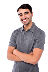 Confident young casual guy, studio shot