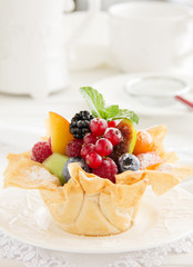 Fruit salad in phyllo dough.