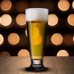 Beer on wood table