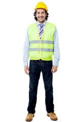 Smart young construction engineer