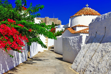 religious Greece.Patmos island. churches and monastery
