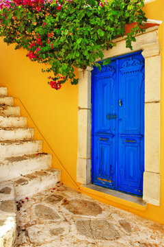 Fototapeta colorful Greece series -Symi island streets