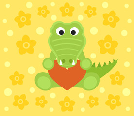Background with funny crocodile cartoon