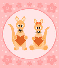 Background card with funny kangaroo cartoon