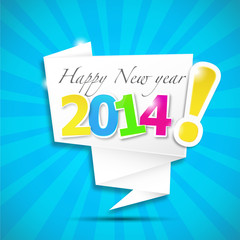 origami speech bubble : happy new year 2014