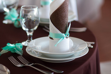 wedding table set  - brown and mint
