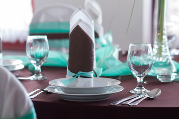 wedding table set  - brown and mint