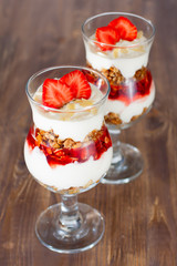 Dessert with yogurt and granola