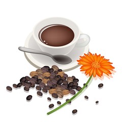 A Cup of Coffee with Daisy Flower