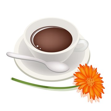 A Cup of Hot Coffee and Daisy Flower