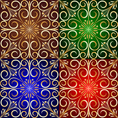 Golden Flower Tile Background