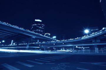 Fototapeta na wymiar Modern transportation, night overpass