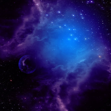 Space background with purple clouds © AnnaPa