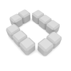 Obraz premium number 0 cubic white