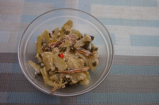A Bowl of Green Papaya Cooked in Coconut Milk