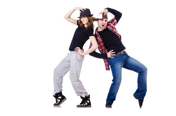 Pair of dancers dancing modern dances