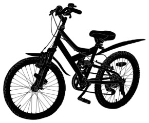 bicycle black silhouette on white