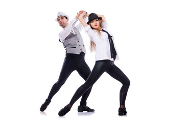 Pair of dancers dancing modern dances