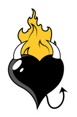 Black Devil Heart - Vector Illustration
