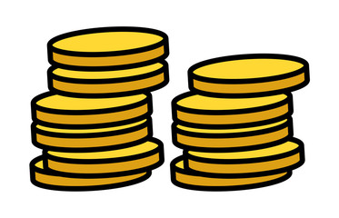 Gold Coins Stack - Vector Illustration