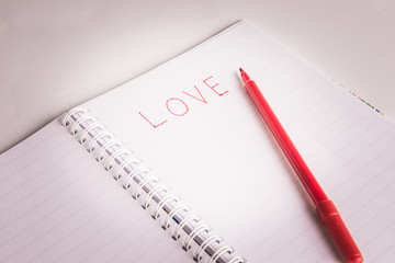 Red pen writing a love