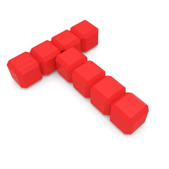 letter T cubic red