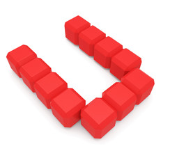 letter U cubic red