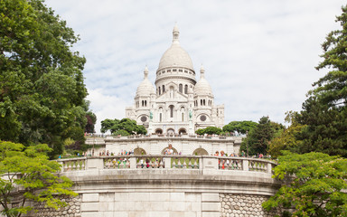 PARIS, FRANCE - JULY 28: Sacre Coeur Basilica in summer day. Lar