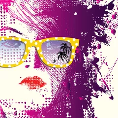 Poster Visage de femme Femmes en lunettes de soleil