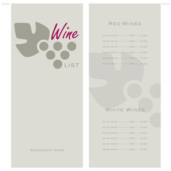 Lista dei Vini - Menu