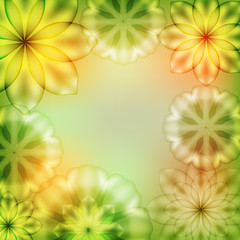 Obraz premium Frame on a green background with flowers