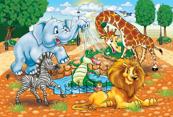 Funny cartoon zoo