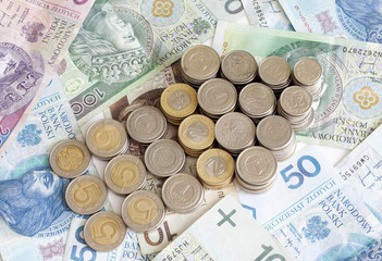 Polish money with arrow finance abstract sign