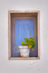 Fototapeta na wymiar Drewniane okna. Mattinata. Puglia. Włochy.