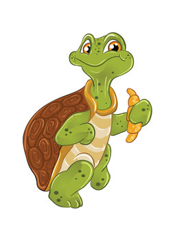 vector funny cartoon turtle croissant
