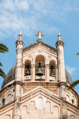 Fototapeta na wymiar tower of old orthodox church in Herceg Novi