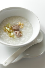 chinese food, rice porridge and plum