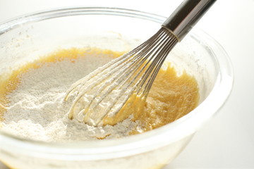 home bakery, stirring of dough for making cup cake
