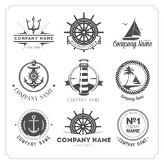 Set of vintage nautical labels, icons and design elements