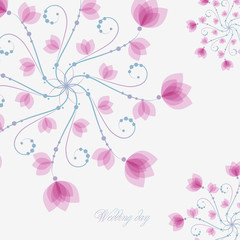 Wedding card with pink flowers