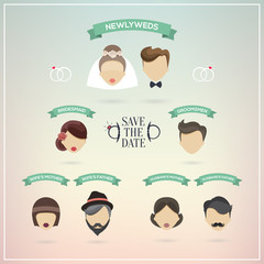 Retro set of wedding icons
