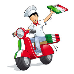 Pizzeria - Livreur de pizza en scooter - 55356738
