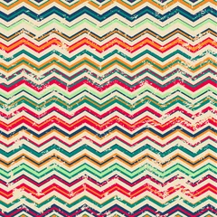 Zelfklevend Fotobehang Zigzag vintage zigzag naadloos patroon met grunge-effect