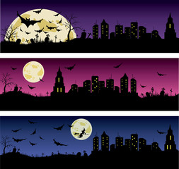 Set of Halloween night banners