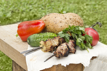 Pork roasted on a spit