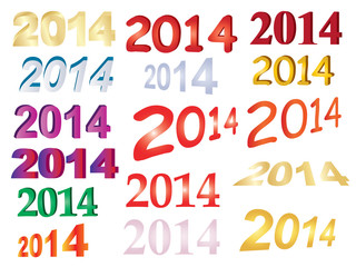 set of new year 2014 numbers over white