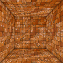 grunge tile mosaic empty space room orange