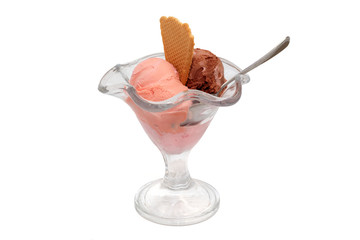Ice cream cup with cookies isolated