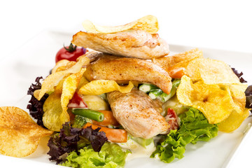 salad of chicken and potato with vegetables