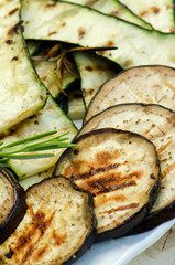 grilled aubergine with pumpkins